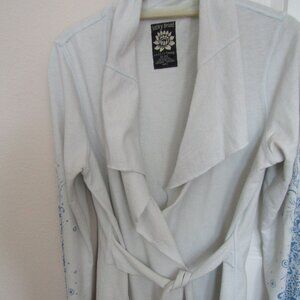 LUCKY BRAND Sweater /  Jacket / Cardigan ,  Wrap Belted Jersey Cotton Light Blue